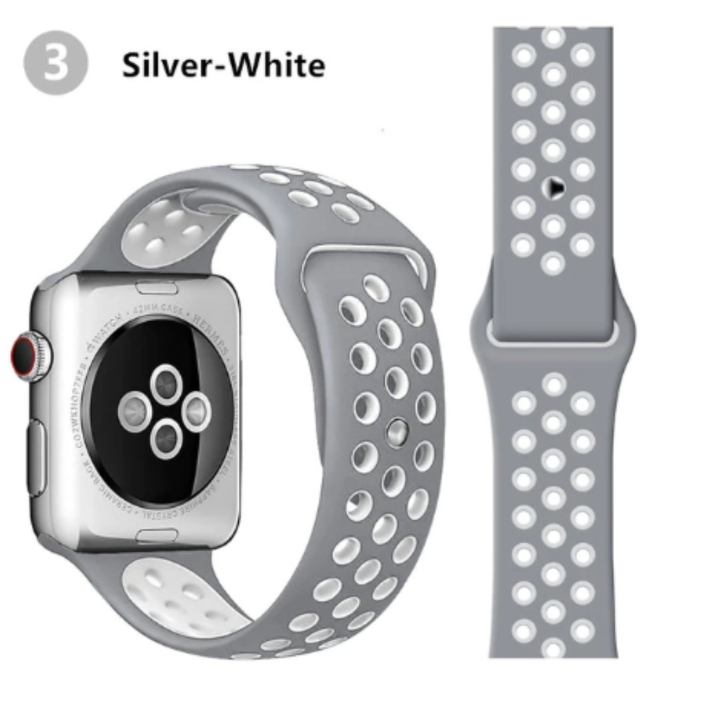 NEW[BAND] SliverW Sport Silicone For Apple Watch